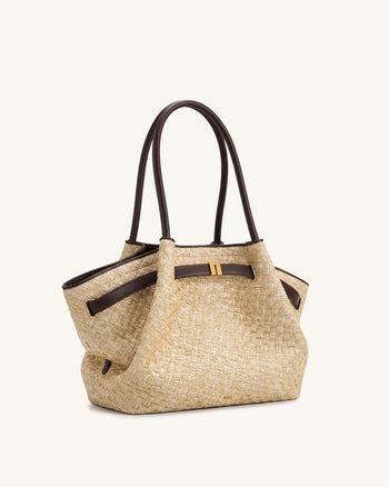 Hana Grand sac fourre-tout en paille synthétique - Marron