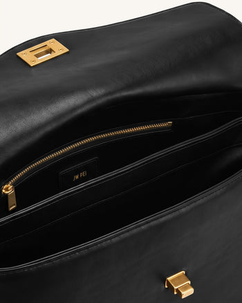Lucia Sac à bandoulière avec fermoir pivotant - Noir