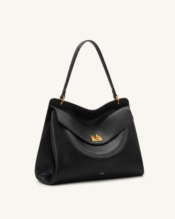 Lucia Sac à bandoulière avec fermoir pivotant - Noir