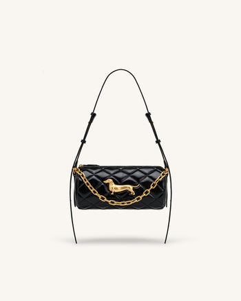 Lucienne Sac à bandoulière matelassé à chaîne Teckel - Noir