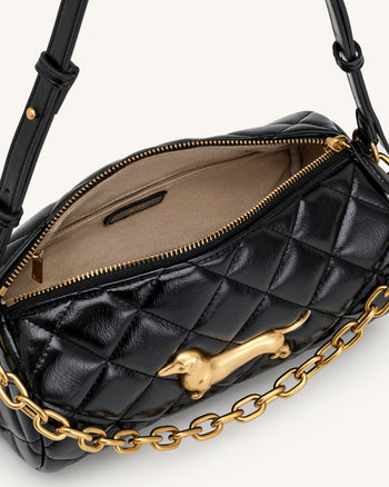 Lucienne Sac à bandoulière matelassé à chaîne Teckel - Noir