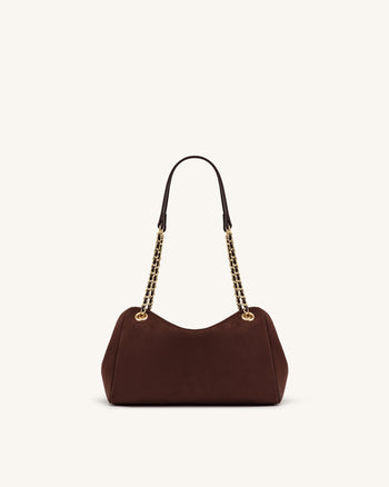 Mireya Sac porté épaule à chaîne en faux daim - Marron foncé