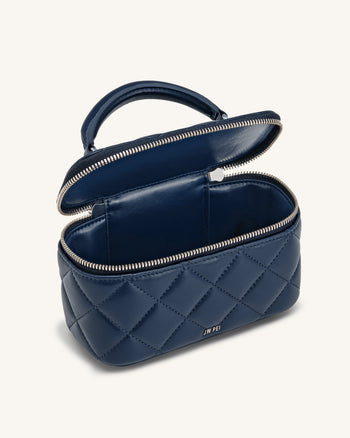 Vivienne Sac vanity matelassé à poignée supérieure - Marine