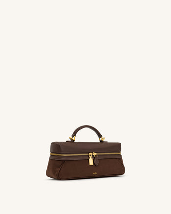 Cleo Trousse de toilette en faux daim - Marron foncé