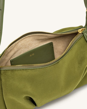 Loriette Sac bandoulière en suédine - Vert olive