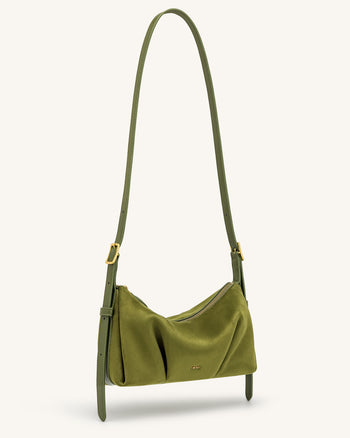 Loriette Sac bandoulière en suédine - Vert olive