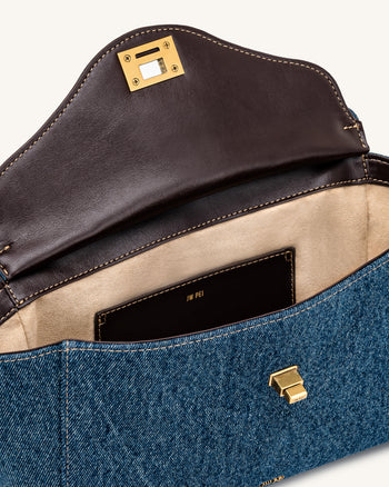 Lucia Sac à bandoulière enveloppe à chaîne - Jean bleu