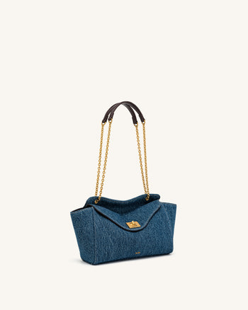 Lucia Sac à bandoulière enveloppe à chaîne - Jean bleu