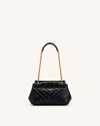 Valerie Sac porté épaule matelassé à rabat et chaîne - Noir