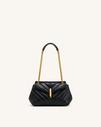 Valerie Sac porté épaule matelassé à rabat et chaîne - Noir