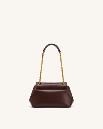 Valerie Sac bandoulière à rabat et chaîne - Marron foncé
