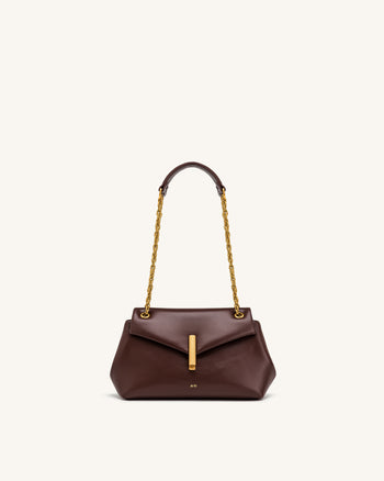Valerie Sac bandoulière à rabat et chaîne - Marron foncé