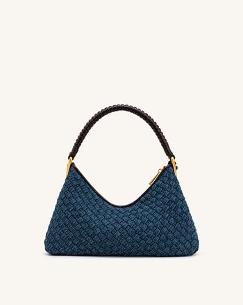 Lorena Sac à bandoulière en jean tissé - Bleu foncé
