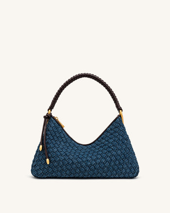 Lorena Sac à bandoulière en jean tissé - Bleu foncé