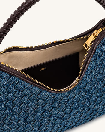 Lorena Sac à bandoulière en jean tissé - Bleu foncé