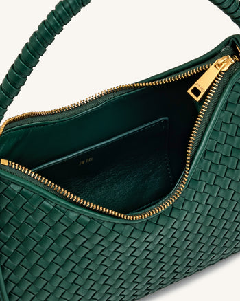 Lorena Sac à bandoulière tissé - Vert émeraude