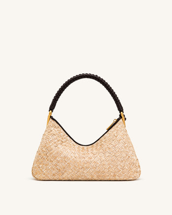Lorena Sac porté épaule en faux paille - Marron