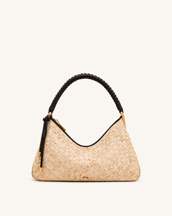 Lorena Sac porté épaule en faux paille - Marron