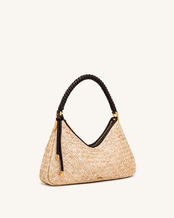 Lorena Sac porté épaule en faux paille - Marron