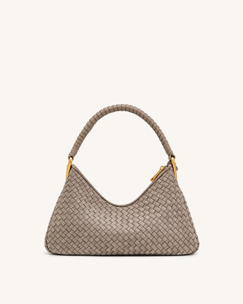 Lorena Sac à bandoulière tissé en faux daim - Taupe pierre