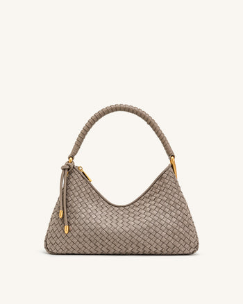 Lorena Sac à bandoulière tissé en faux daim - Taupe pierre