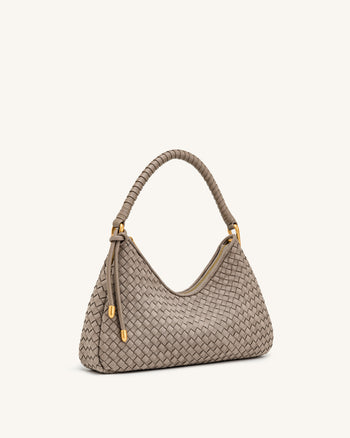 Lorena Sac à bandoulière tissé en faux daim - Taupe pierre