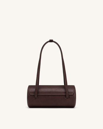Solenne Sac à épaule forme baril - Marron foncé