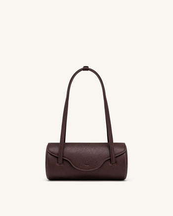 Solenne Sac à épaule forme baril - Marron foncé