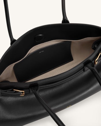 Arden Sac à bandoulière format horizontal avec détail ceinture - Noir