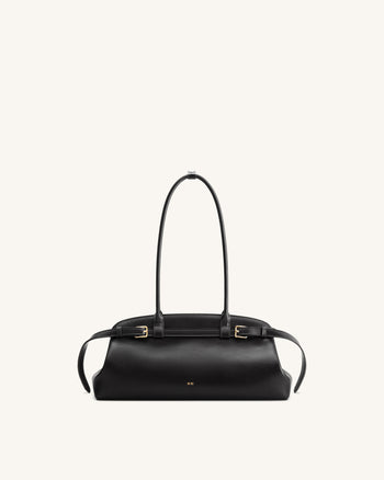 Arden Sac à bandoulière format horizontal avec détail ceinture - Noir