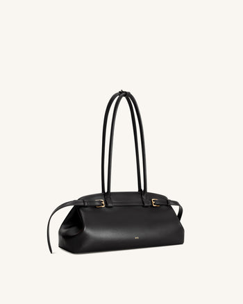 Arden Sac à bandoulière format horizontal avec détail ceinture - Noir