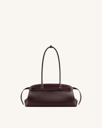 Arden Sac à bandoulière format horizontal avec détail ceinture - Marron foncé