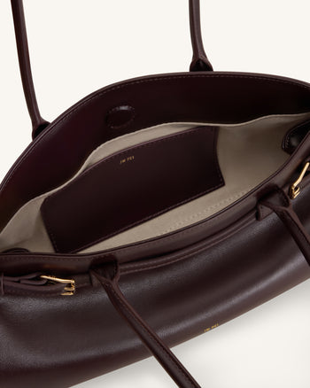 Arden Sac à bandoulière format horizontal avec détail ceinture - Marron foncé