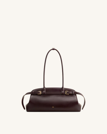Arden Sac à bandoulière format horizontal avec détail ceinture - Marron foncé