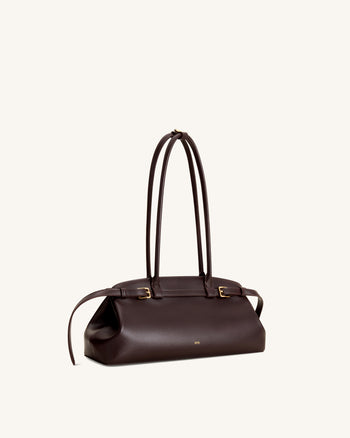 Arden Sac à bandoulière format horizontal avec détail ceinture - Marron foncé
