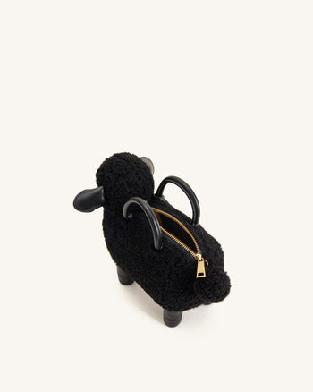 Luna Sac à poignée supérieure en mouton - Noir