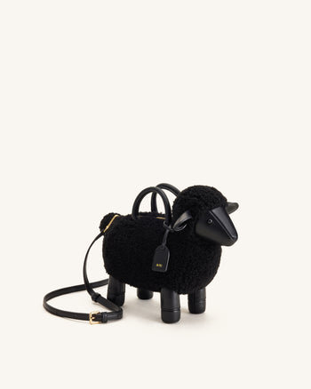 Luna Sac à poignée supérieure en mouton - Noir