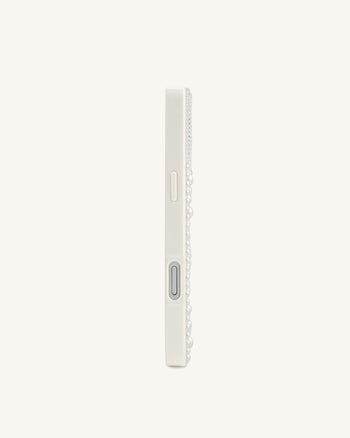 Coque de téléphone tranche de citron et fausses perles - Blanc