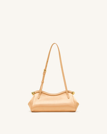 Naomi Sac d'épaule incurvé en satin - Or champagne