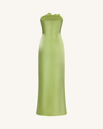 Robe longue à broderie florale - Vert