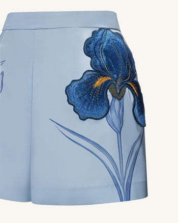 Iris Short ajusté brodé - Bleu clair