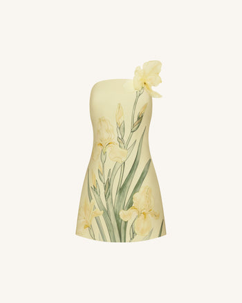 Robe mini à imprimé floral - Jaune