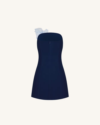 Robe mini à imprimé floral - Bleu marine