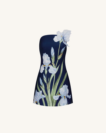 Robe mini à imprimé floral - Bleu marine