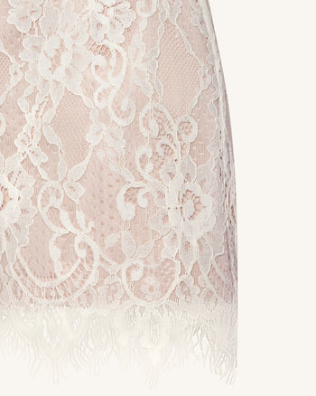 Mini-robe en dentelle à une épaule - Blanc