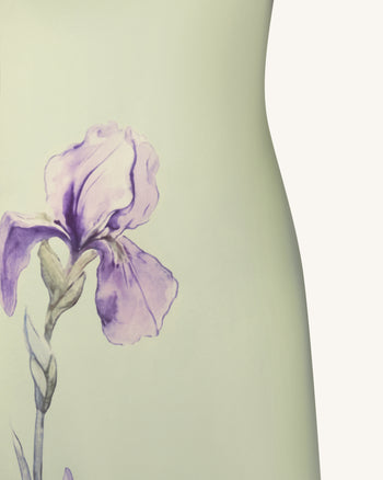 Iris Robe nuisette en satin à motifs - Vert clair/Violet