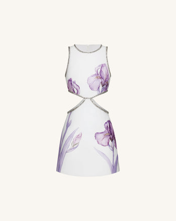 Mini-robe Floral avec bordure perlée - Blanc