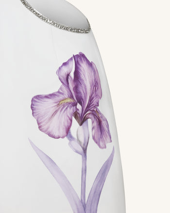 Mini-robe Floral avec bordure perlée - Blanc