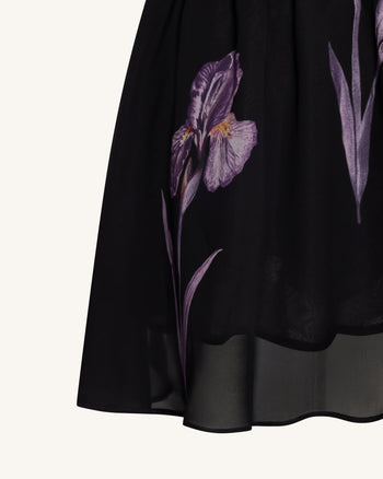 Robe fleurie en mesh à une épaule - Noir