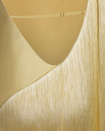 Robe longue asymétrique à franges - Champagne